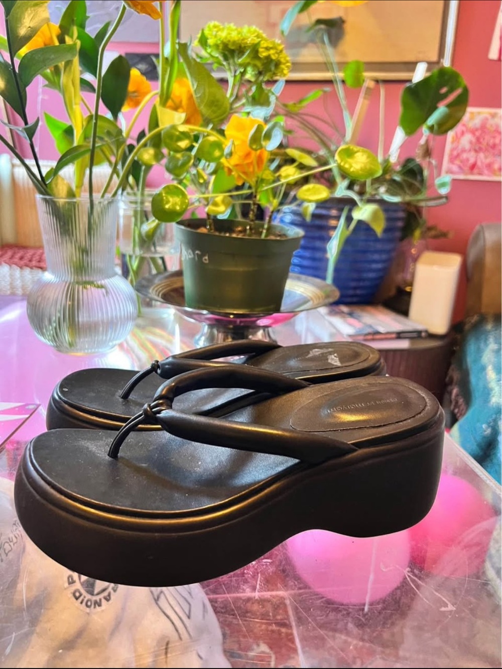 Maryam Black Platform Flip-Flop Sandals